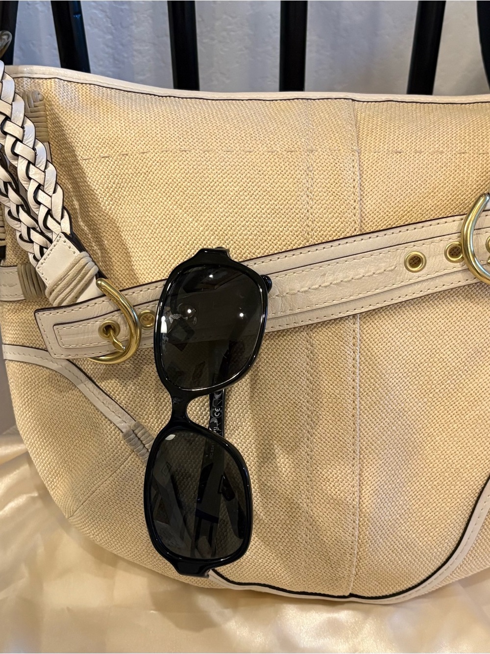 Vintage Y2K 2005 Coach 4710 Soho Angora Straw Leather Hobo Shoulder Used New